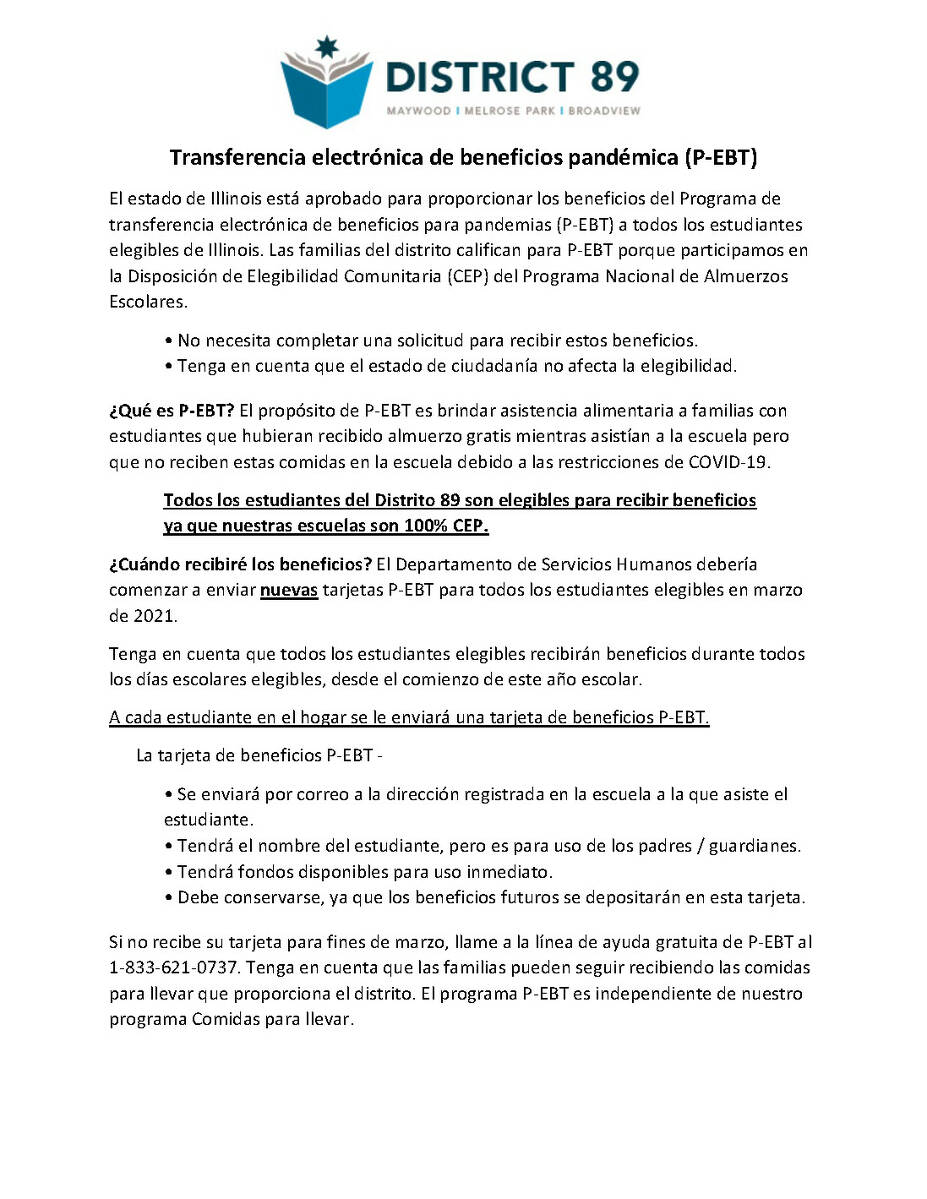 P-EBT Information in Spanish