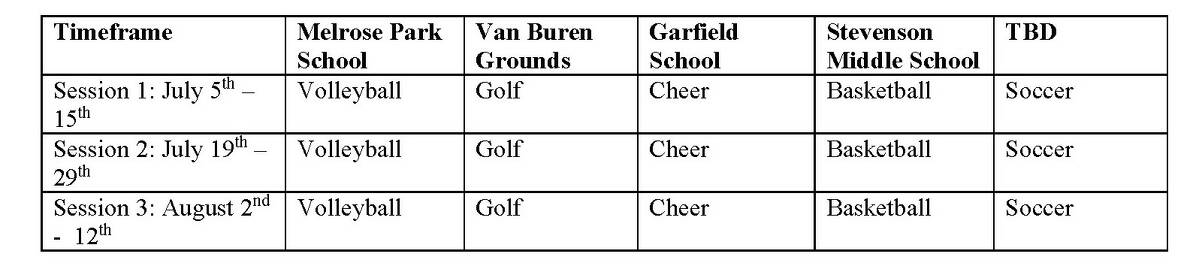 athletic programs schedule