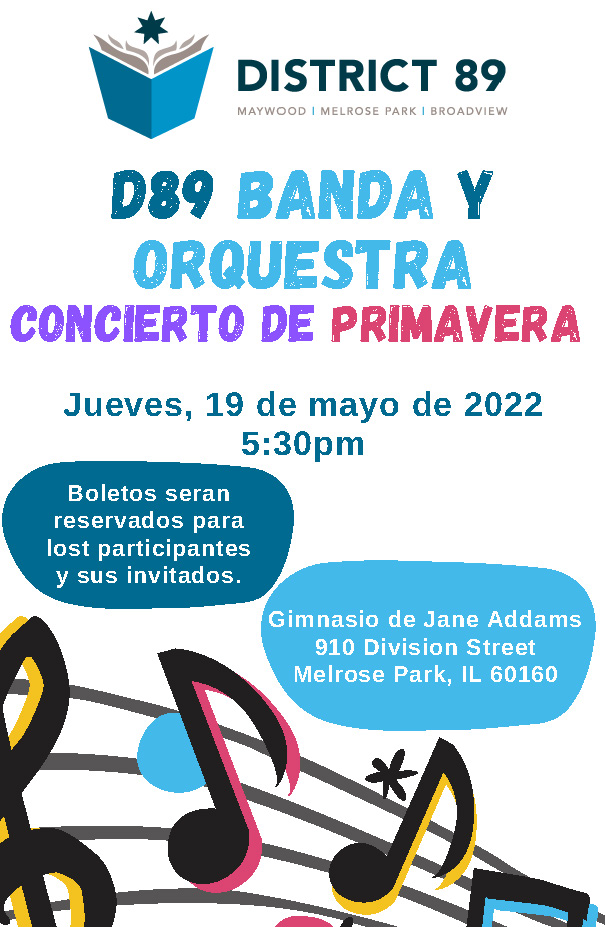 spring concert flyer in Spanish
