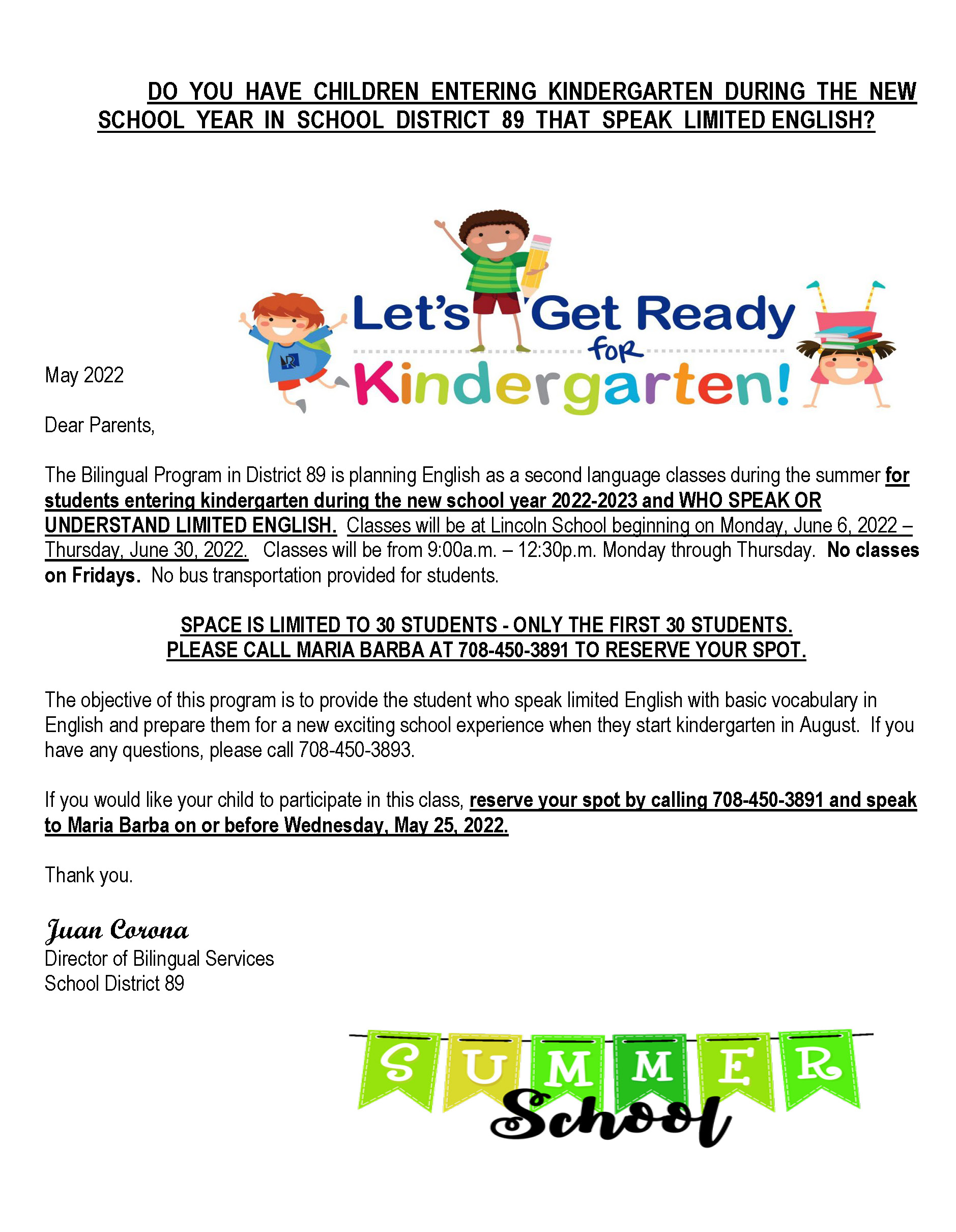 Kindergarten flyer