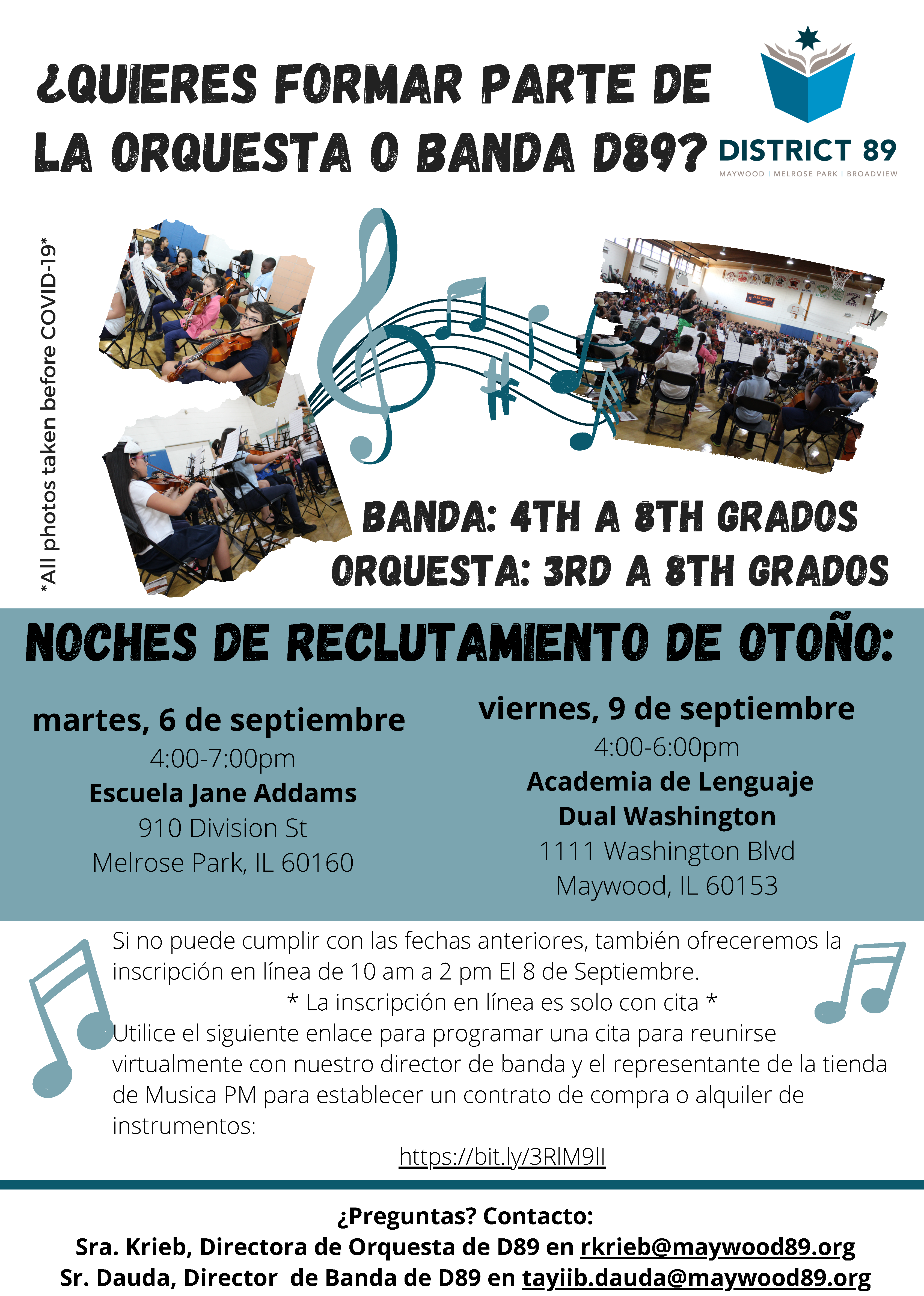Band and Orchestra Recruitment Flyer in Spanish