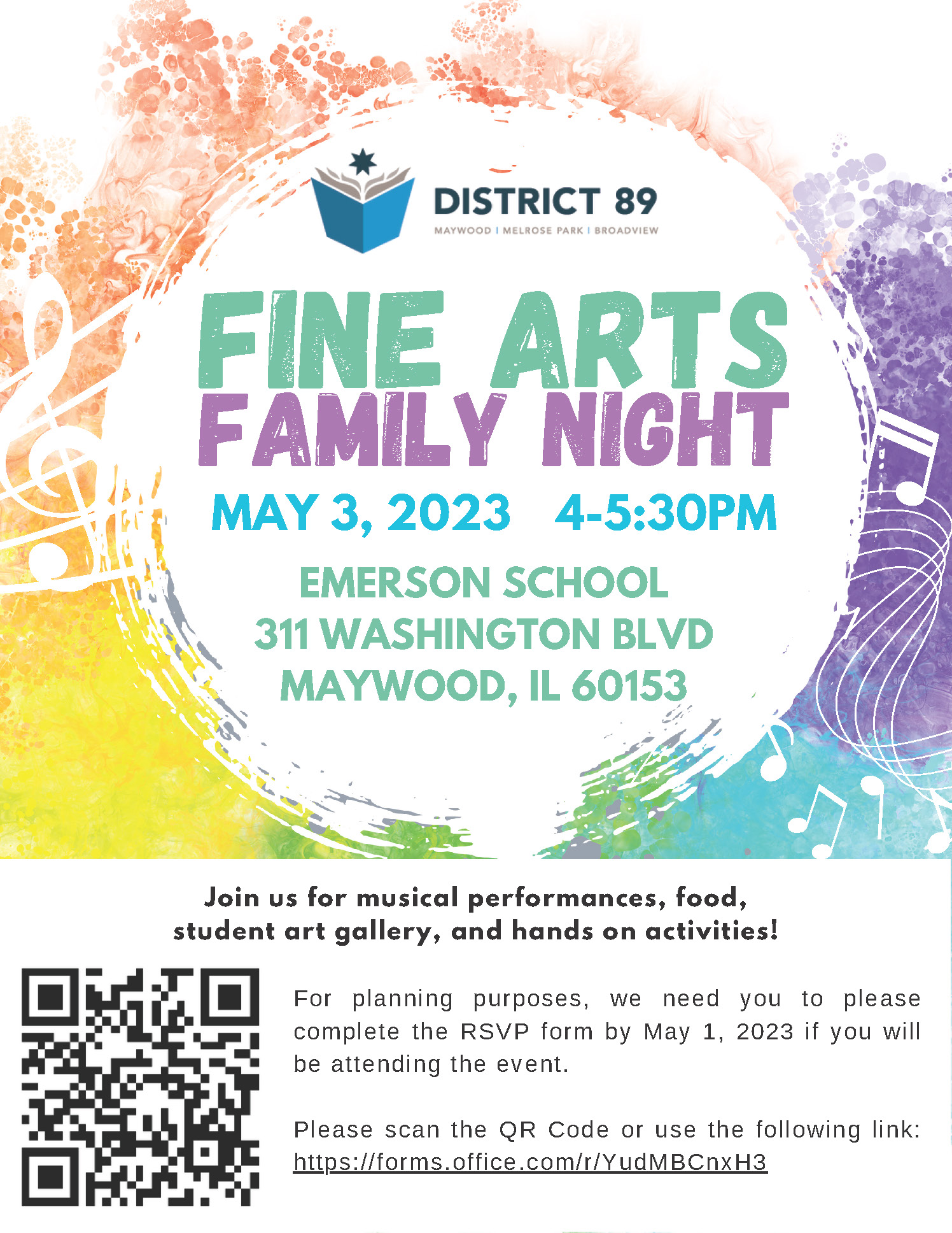 Fine arts family night flyer